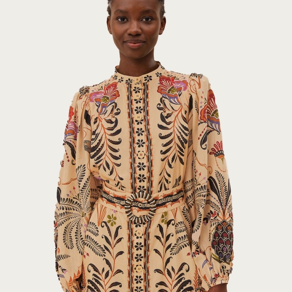 Farm Rio Classic Nature Sand Mini Dress